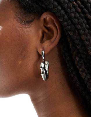 8 Other Reasons 8 Other Reasons molten hoop earrings in rhodium plated-Silver