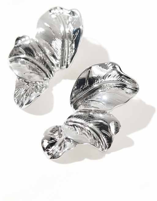 8 Other Reasons - Orecchini appariscenti zigrinati placcati in rodio, 2 di 4