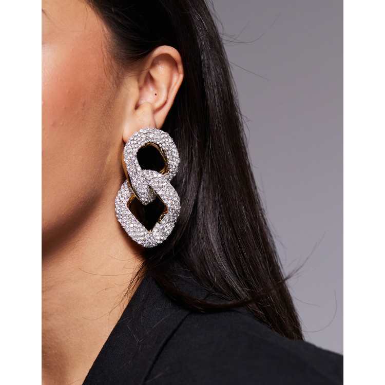 Piccoli orecchini a bottone con maglie a catena in oro giallo 14k, oro rosa e argento sterling - Italia
