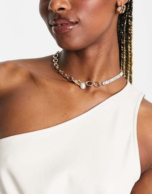 8 Other Reasons pearl t-bar necklace in gold | ASOS