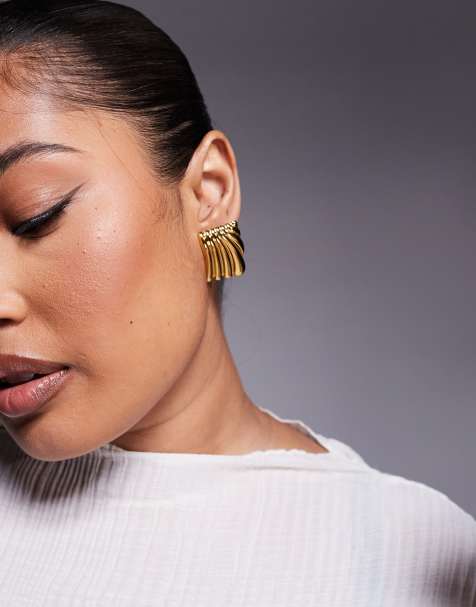 8 Other Reasons – Pofałdowane kolczyki w kolorze złota w stylu vintage - view 1