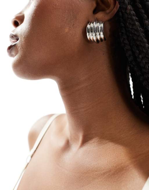 8 Other Reasons ridge earrings in rhodium plated, 4 of 4