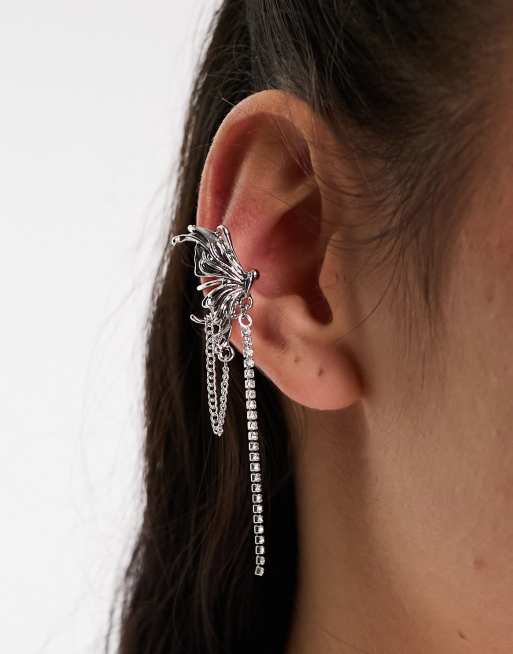 8 Other Reasons - Set van 2 statement oorcuffs met strassteentjes in zilver