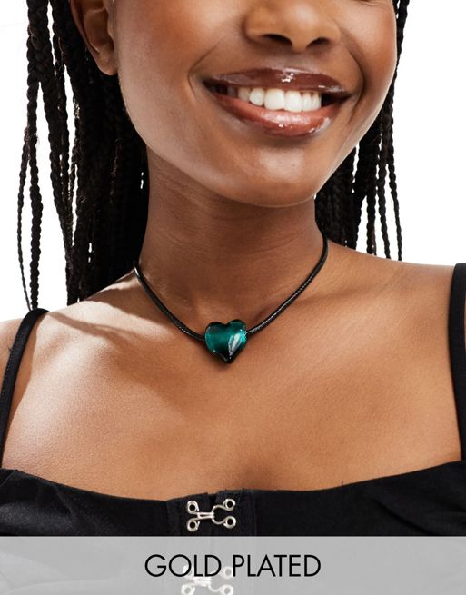 8 Other Reasons - Snor-halskæde med jadehjerte i blå