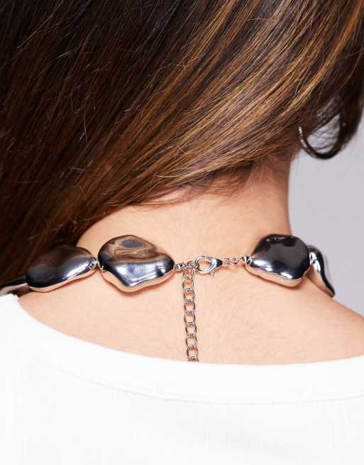 8 Other Reasons statement pebble necklace in silver, 3 of 3