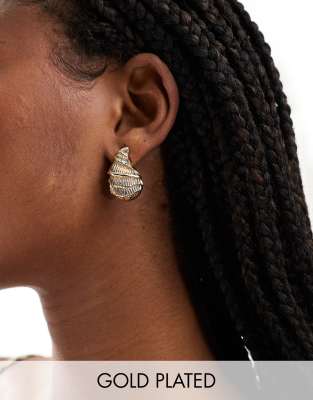 8 Other Reasons statement shell earrings in gold plated