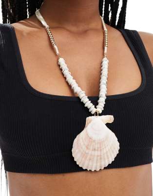 statement shell necklace in pink