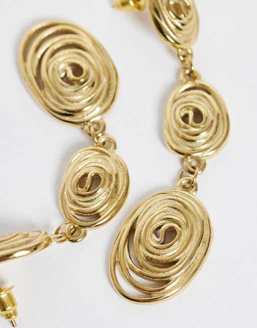 8 Other Reasons swirl drop statement earrings in 18k gold plated, 3 of 4
