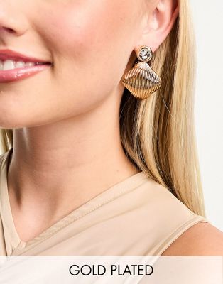 x Millie Hannah square drop earrings in 18k gold plated
