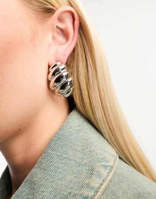 8 Other Reasons x Millie Hannah statement dome earrings in rhodium plated