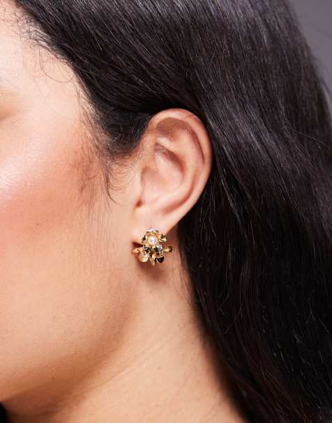 8 Other Reasons - Boucles d'oreilles fleur en plaqué or 18 carats - view 1