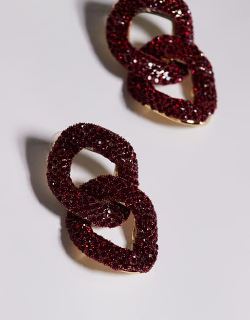 8 Other Reasons - Boucles d'oreilles ornementées à maillons - Bordeaux, 3 de 4