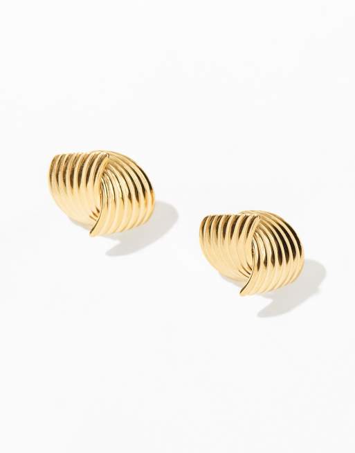 8 Other Reasons - Boucles d'oreilles texturées en acier inoxydable plaqué or 18 carats , 3 de 4