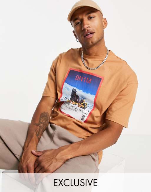 9N1M SENSE – Beżowy T-shirt z nadrukiem okładki magazynu – tylko w ASOS