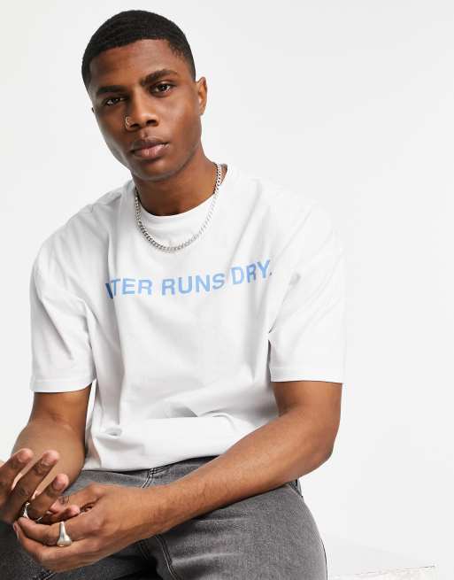 9N1M SENSE – Biały T-shirt z napisem „Water runs dry”, 2 z 4