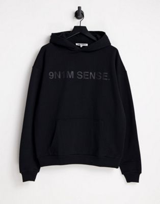 9N1M SENSE logo hoodie in black