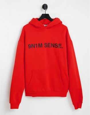 9N1M SENSE logo hoodie in red