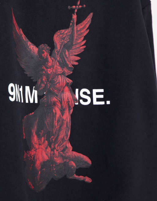 9N1M SENSE - Sweat à capuche à imprimé archange Saint Michel - Noir, 2 de 4