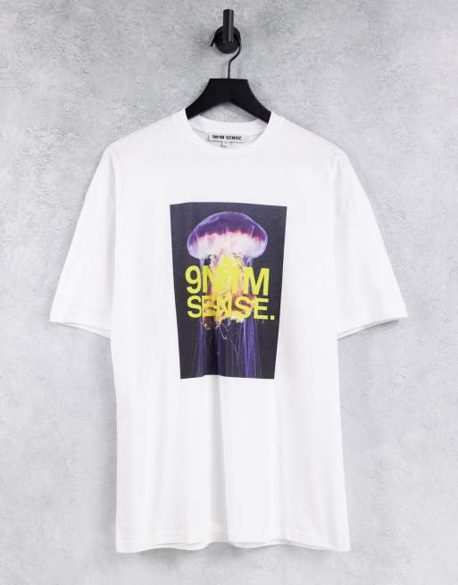 9N1M SENSE - T-shirt met kwallenprint in wit
