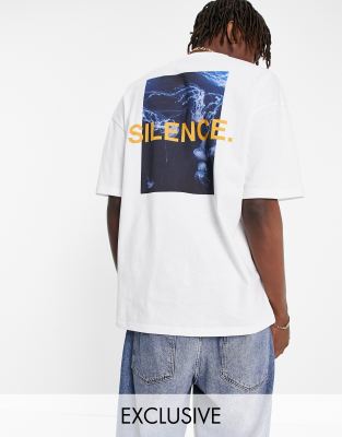 9N1M SENSE t-shirt with wave silence print in white exclusive at ASOS