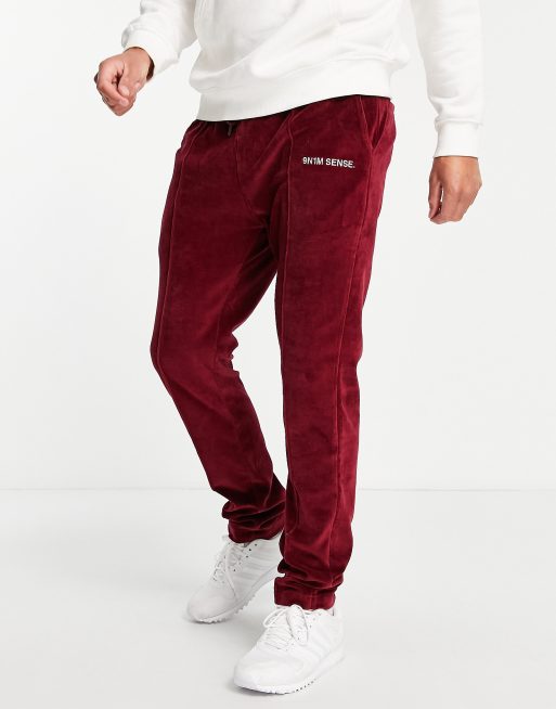 9N1M SENSE velour trackies in burgundy (Part of a set)