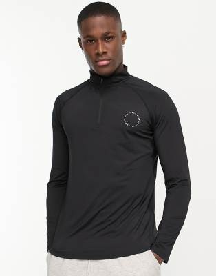 Able Active A Better Life Exists Active half zip long sleeve t-shirt in black
