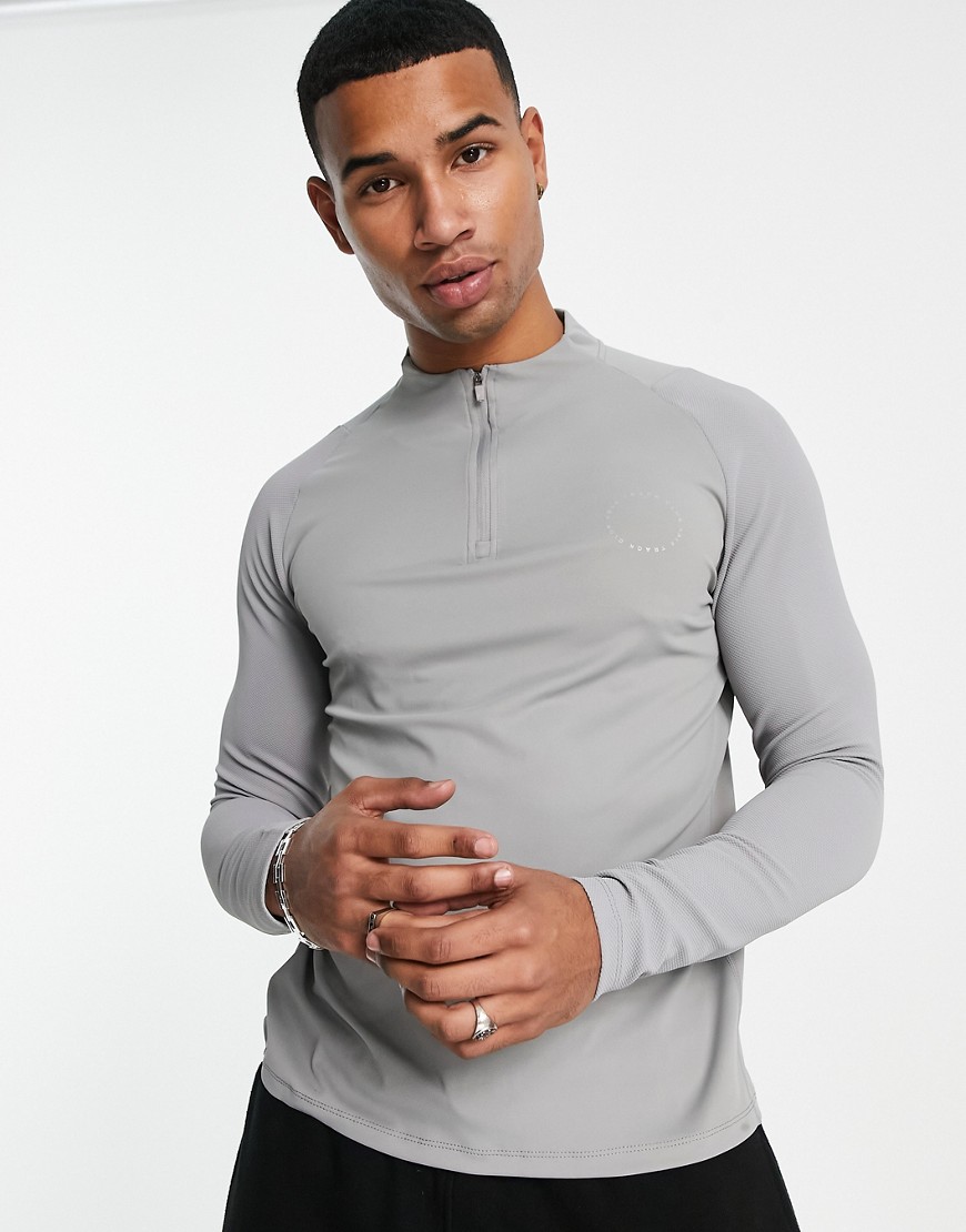 A Better Life Exists Active half zip long sleeve t-shirt in gray