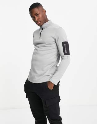 A Better Life Exists Active half zip long sleeve t-shirt in gray