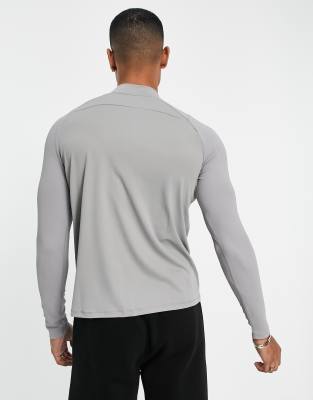 Maglietta a maniche lunghe grigia con zip corta-Grigio - Able Track Club T-shirt donna  - immagine3