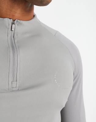 Maglietta a maniche lunghe grigia con zip corta-Grigio - Able Track Club T-shirt donna  - immagine1