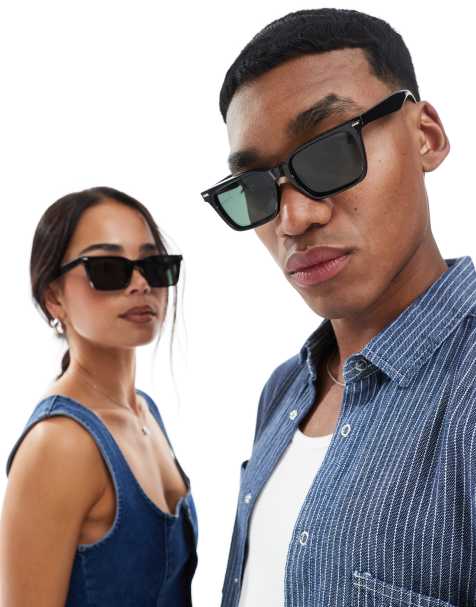 A J Morgan – Klassische, eckige Sonnenbrille in Schwarz - view 1