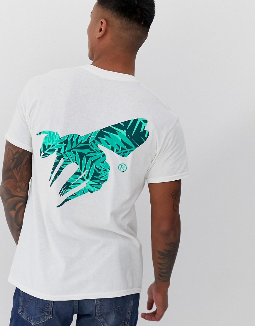 Abz London - A london - t-shirt con stampa di vespa a palme sul retro-bianco