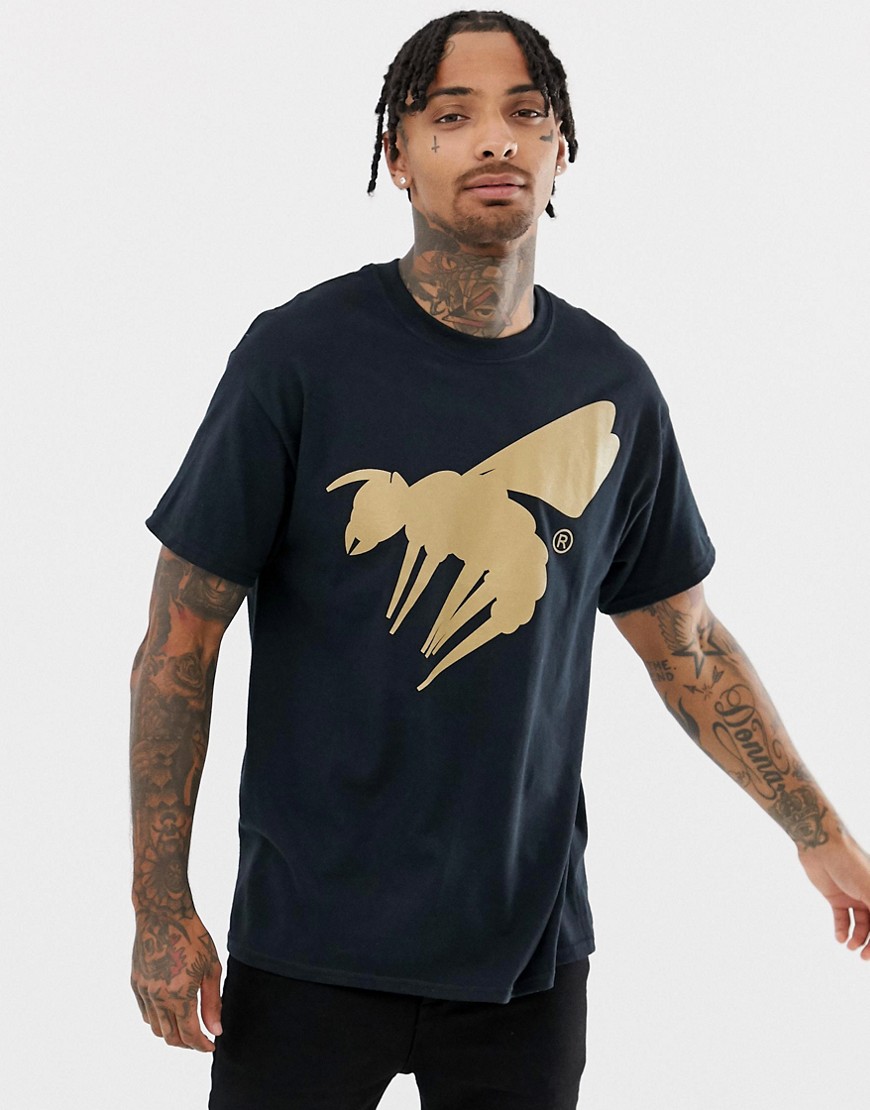 A London – T-shirt i oversize-modell med guldgeting på ryggen-Svart