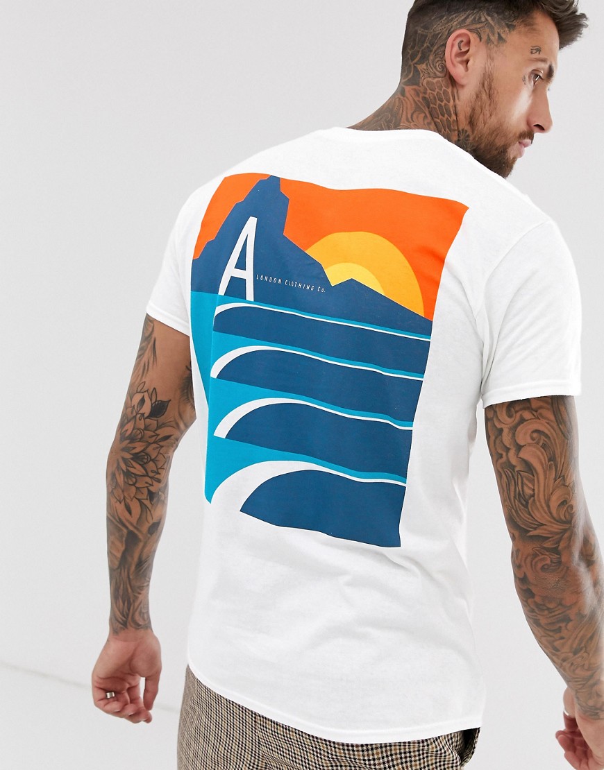 Abz London - A london - t-shirt met landschapprint op de achterkant-wit