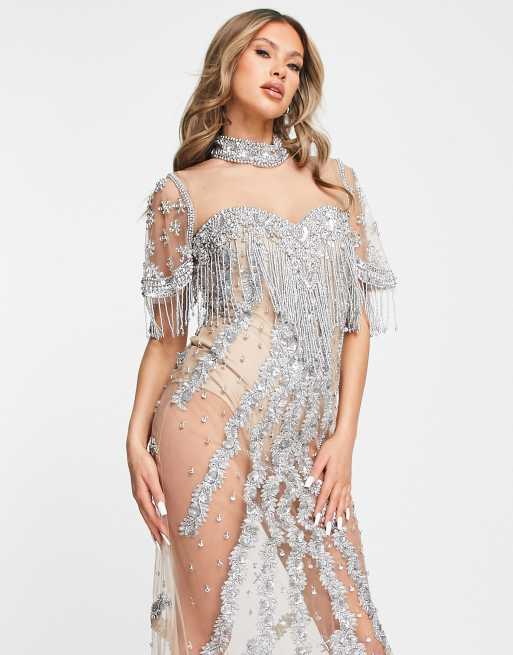 A Star Is Born - Doorschijnende maxi-jurk met versiering in zilver, 4 van 4