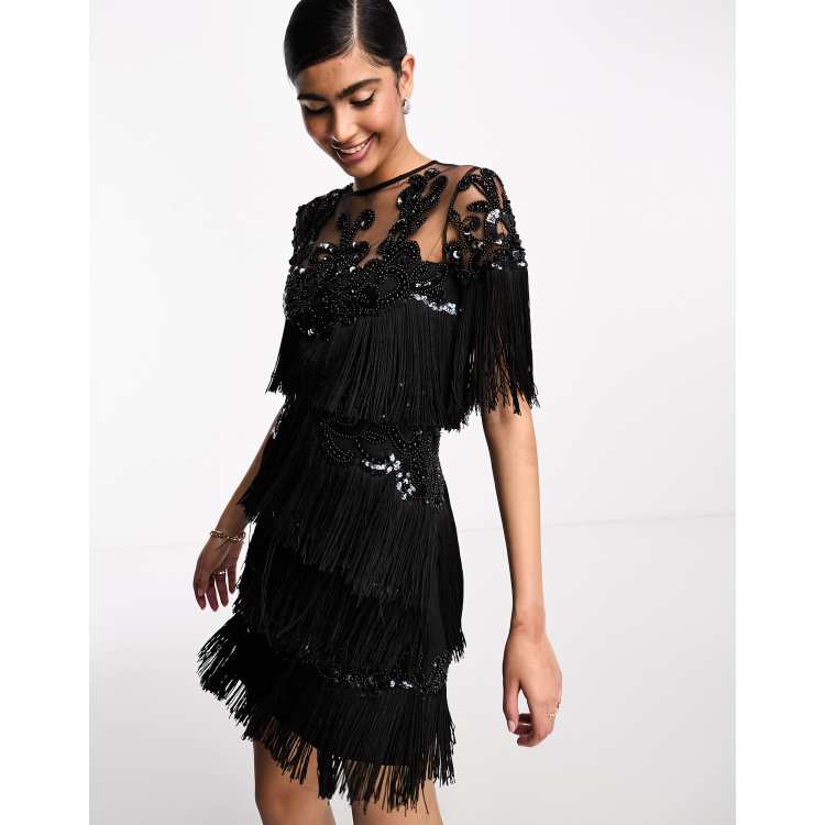 Black tassel clearance dress