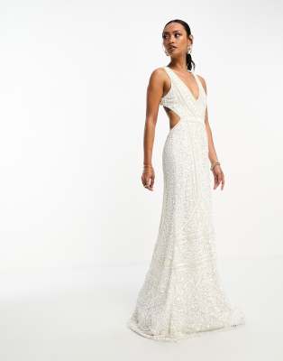 A Star is Born embellished open back maxi dress in white  - ASOS Price Checker