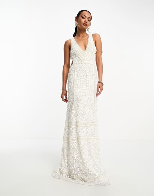 A star is born embellished prom maxi dress outlet with plunge front in multi