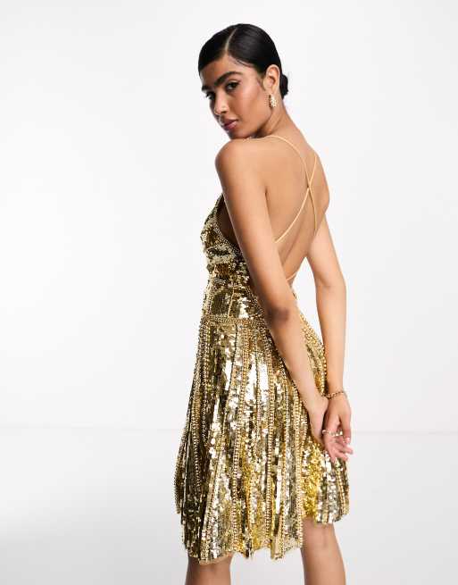 Gold 2025 strappy dress