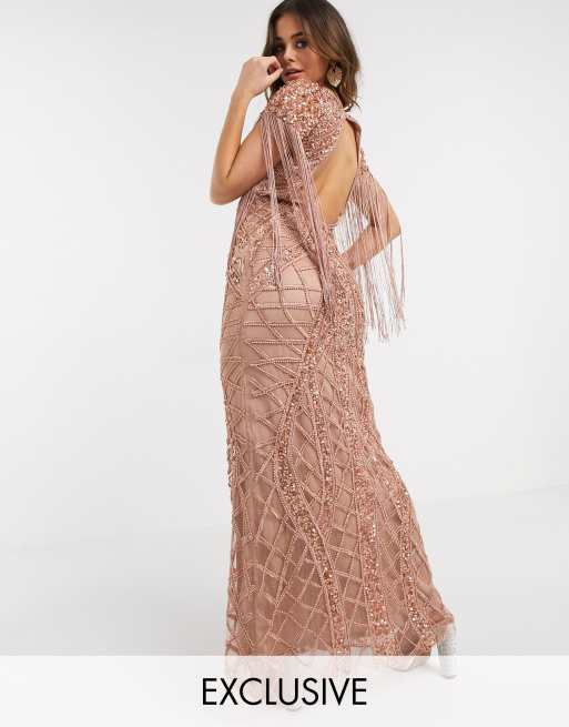 Rose gold embroidered dress sale