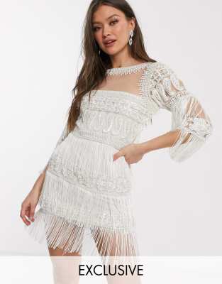 asos white tassel dress