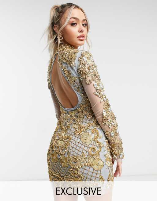 A Star Is Born - Exclusives - Mini jurk met versiering in vintage goud en lavendel