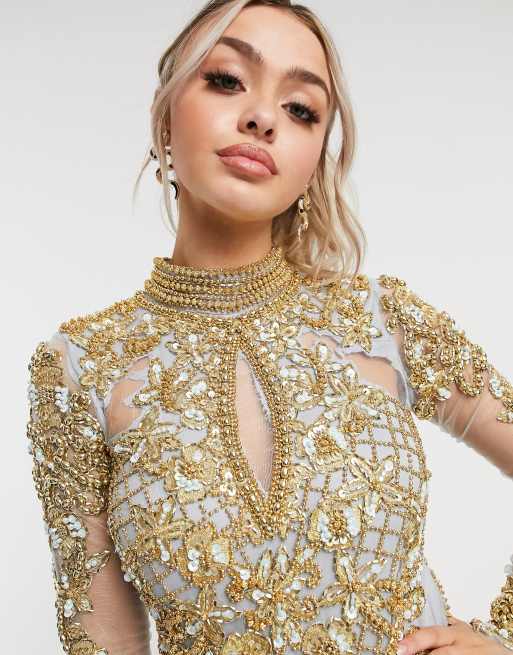 A Star Is Born – Guld- och lavendelfärgad, utsmyckad miniklänning – Endast hos ASOS, 3 av 4