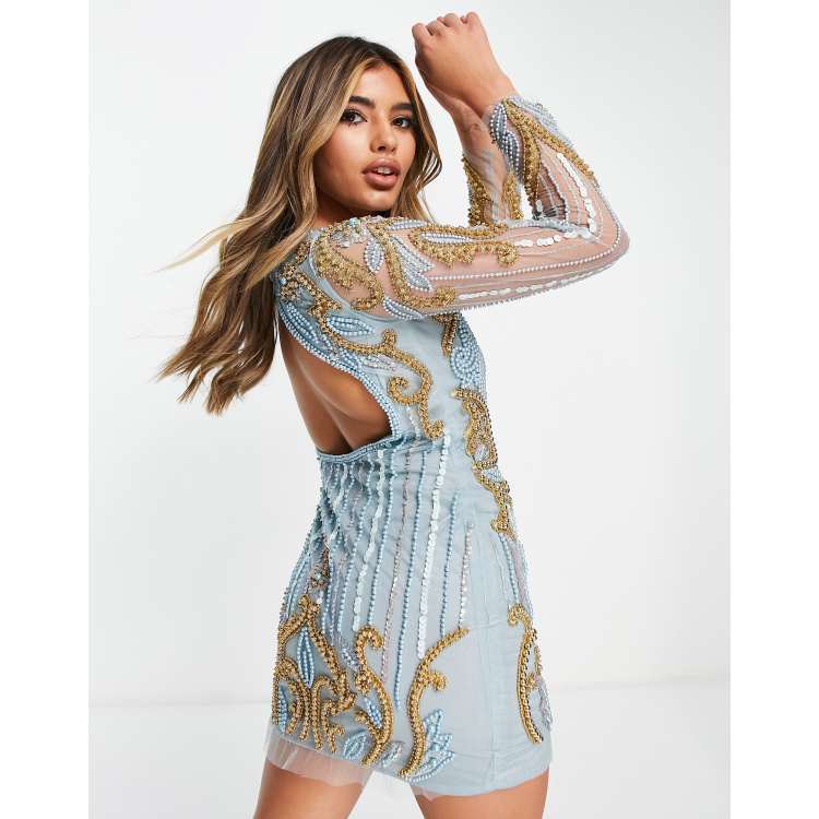 Blue and outlet gold short dress