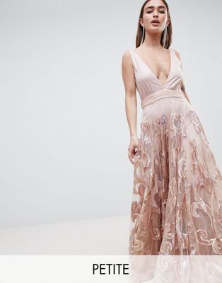 A Star is Born Petite Prom Embellished Maxi Dress in Iridescent Sequins ...