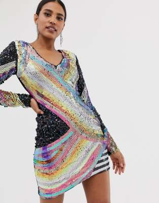 asos multi coloured sequin dress