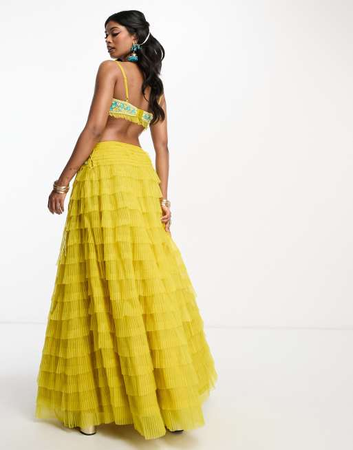 Mustard tulle outlet skirt