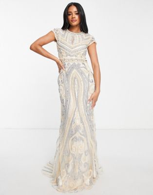 A Star Is Born traditional embellished maxi dress in cream