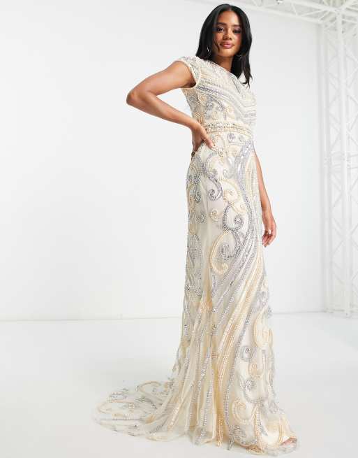 A Star Is Born traditional embellished maxi dress in cream