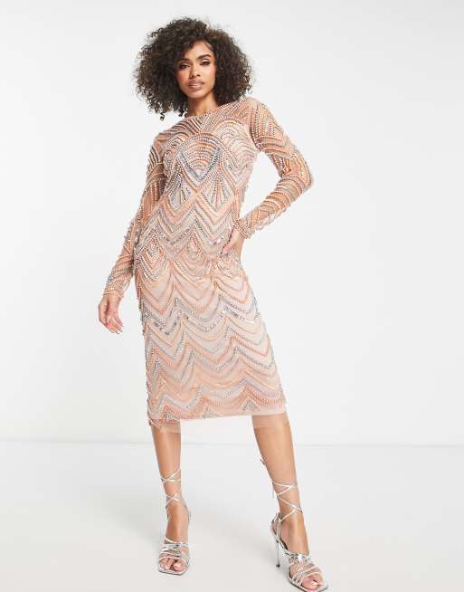 A Star Is Born – Verziertes Midikleid in Gold